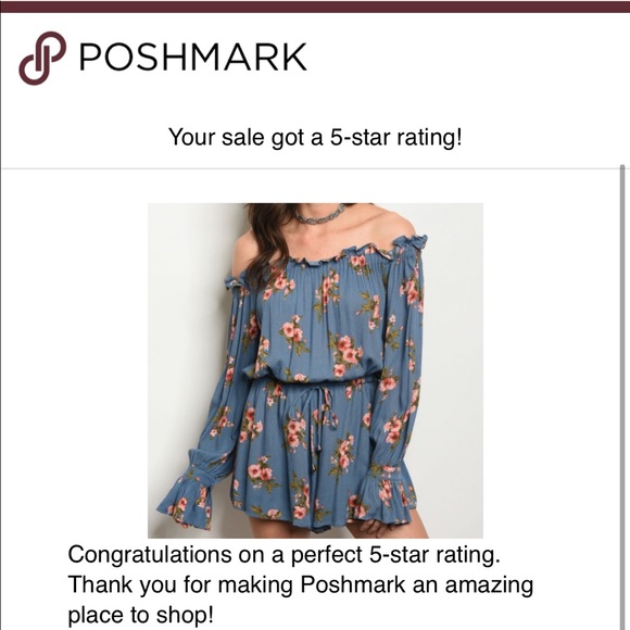 GIRLY & FLIRTY BLUE FLORAL OFF SHOULDER ROMPER - Picture 3 of 3